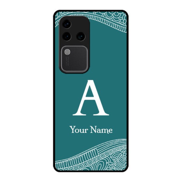 Vivo V30 Pro 5G Custom Glass Phone Case - Line Art Pattern With Custom Name Design Vivo V30 Pro 5G Custom Glass Phone Case - Line Art Pattern With Custom Name Design