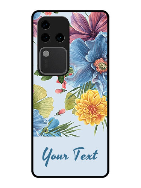 Custom Vivo V30 Pro 5G Custom Glass Phone Case - Stunning Watercolored Flowers Painting Design