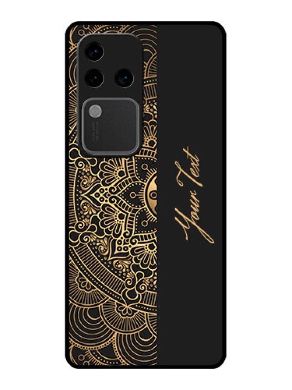 Custom Vivo V30 Pro 5G Custom Glass Phone Case - Mandala Art With Custom Text Design
