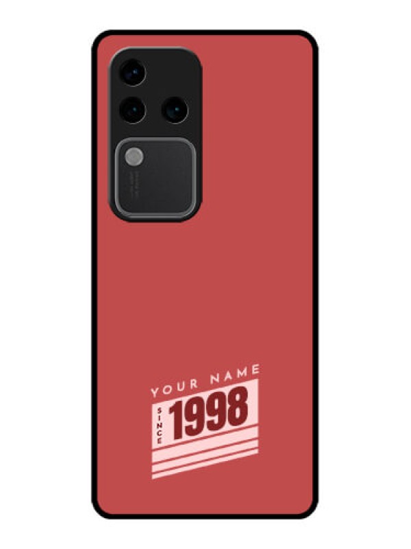 Custom Vivo V30 Pro 5G Custom Glass Phone Case - Red Custom Year Of Birth Design