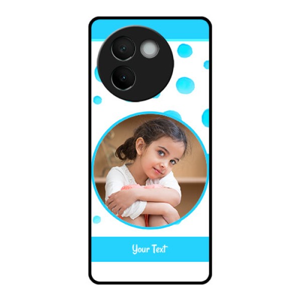 Vivo V30E 5G Custom Glass Phone CaseBlue Bubbles Pattern Design