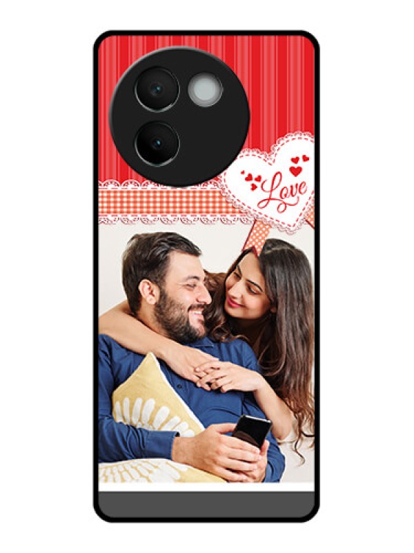 Custom Vivo V30E 5G Custom Glass Phone CaseRed Love Pattern Design