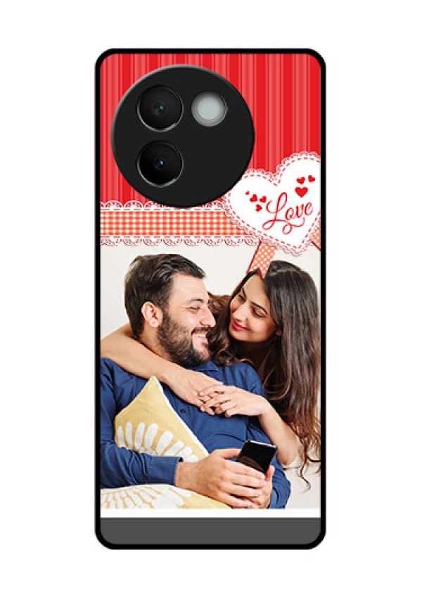 Vivo V30E 5G Custom Glass Phone CaseRed Love Pattern Design