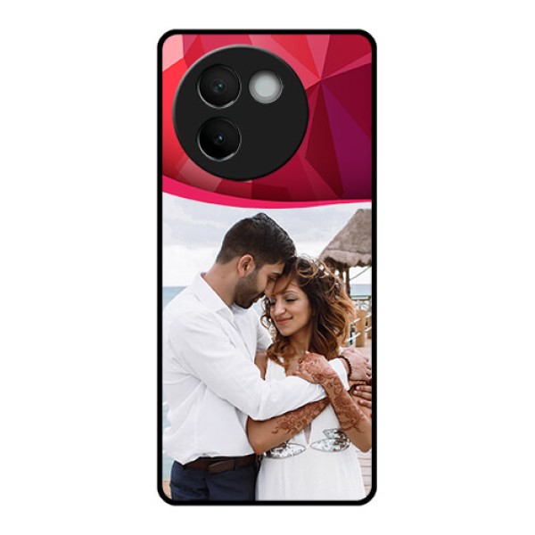 Vivo V30E 5G Custom Glass Phone CaseRed Abstract Design