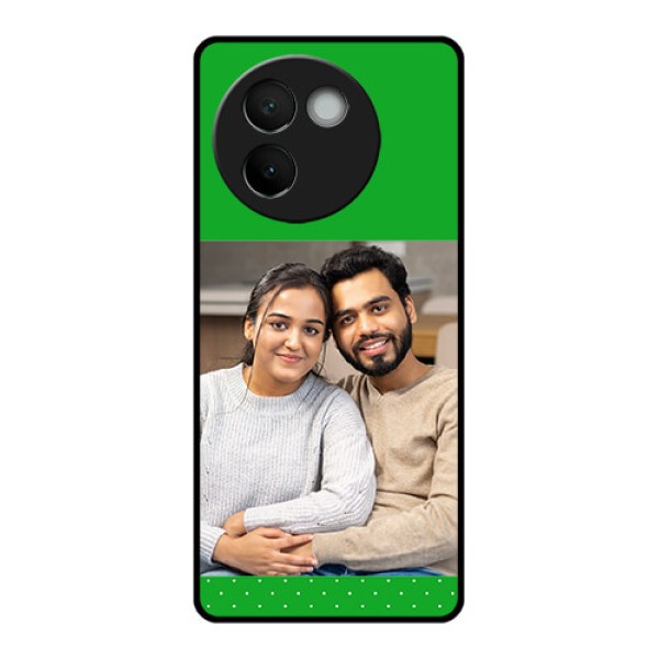 Vivo V30E 5G Custom Glass Phone CaseGreen Pattern Design