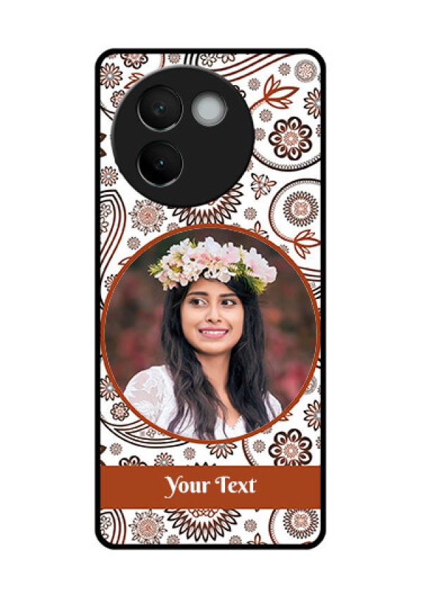 Vivo V30E 5G Custom Glass Phone CaseAbstract Flower Design