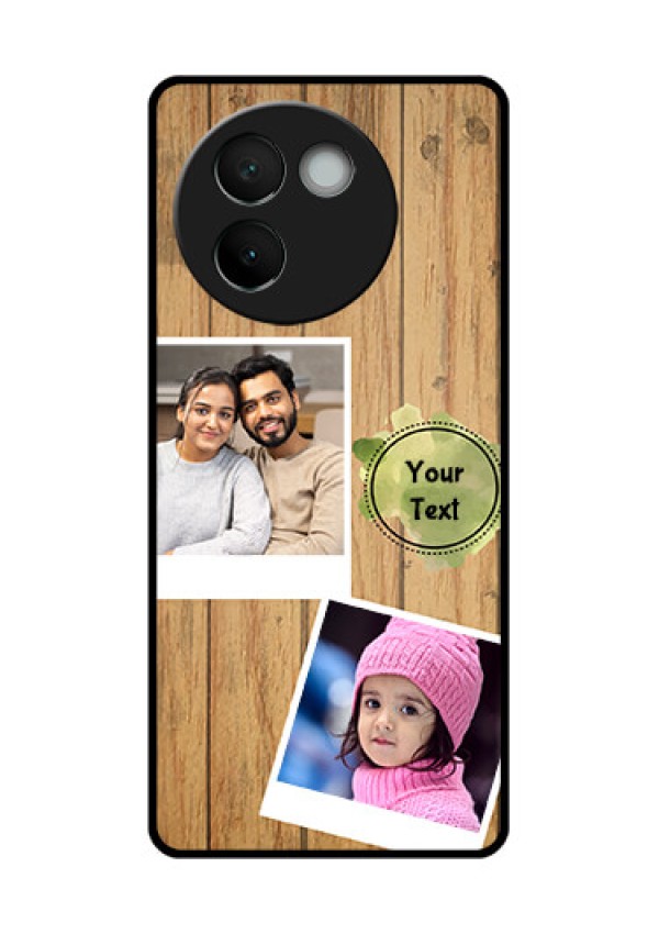 Vivo V30E 5G Custom Glass Phone CaseWooden Texture Design