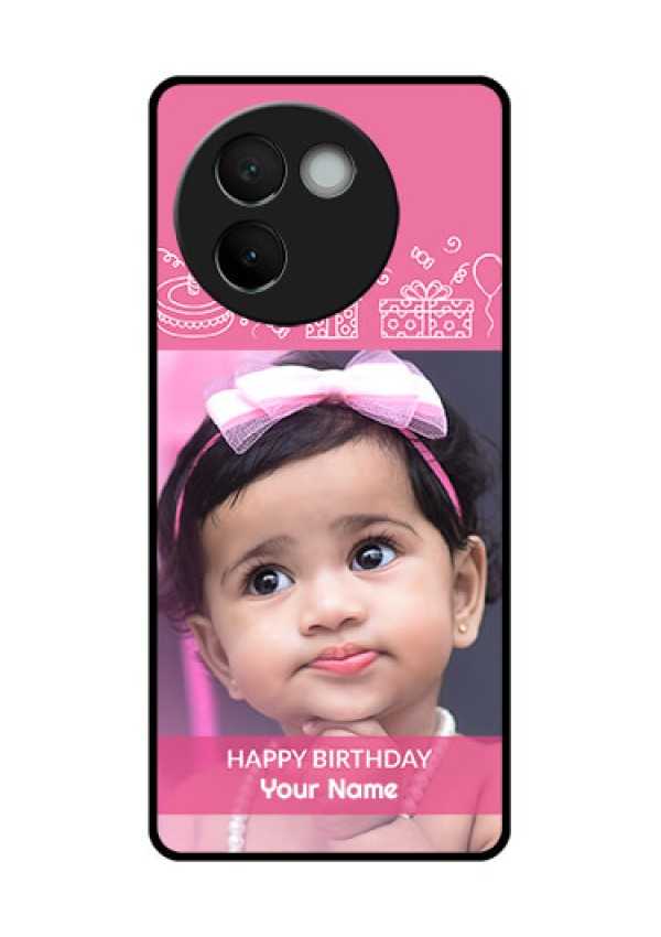 Vivo V30E 5G Custom Glass Phone CaseWith Birthday Line Art Design