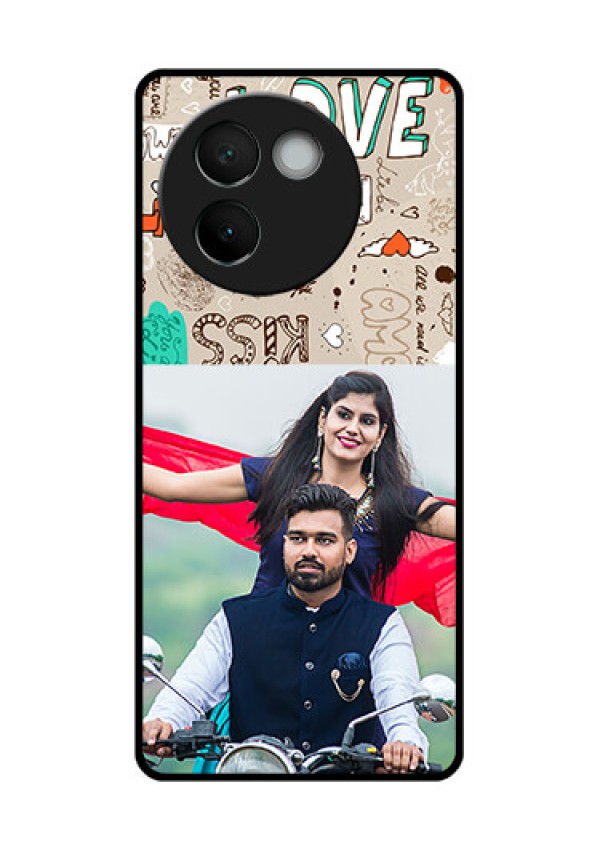 Vivo V30E 5G Custom Glass Phone CaseLove Doodle Pattern