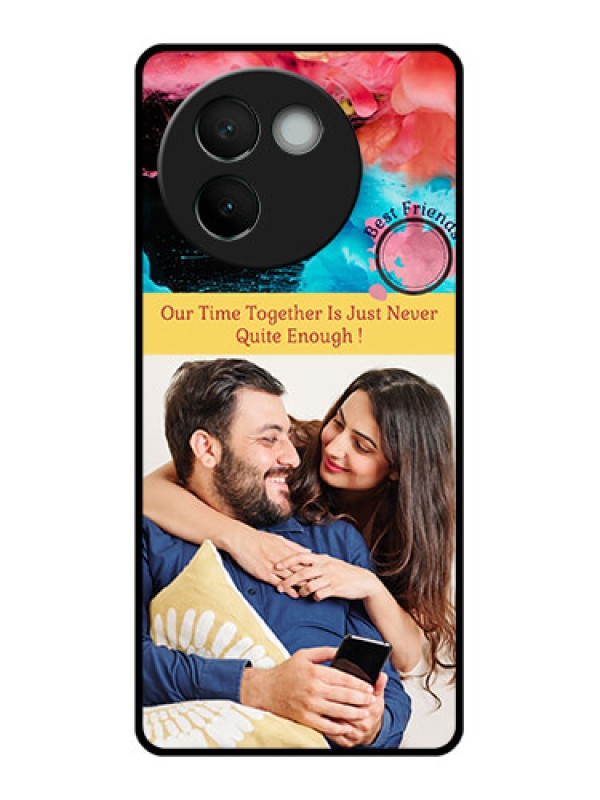 Custom Vivo V30E 5G Custom Glass Phone CaseQuote With Acrylic Painting Design