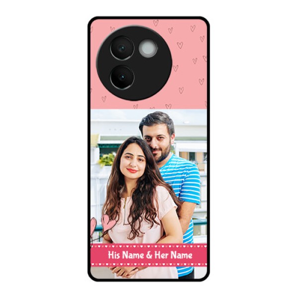 Vivo V30E 5G Custom Glass Phone CaseLove Design Peach Color