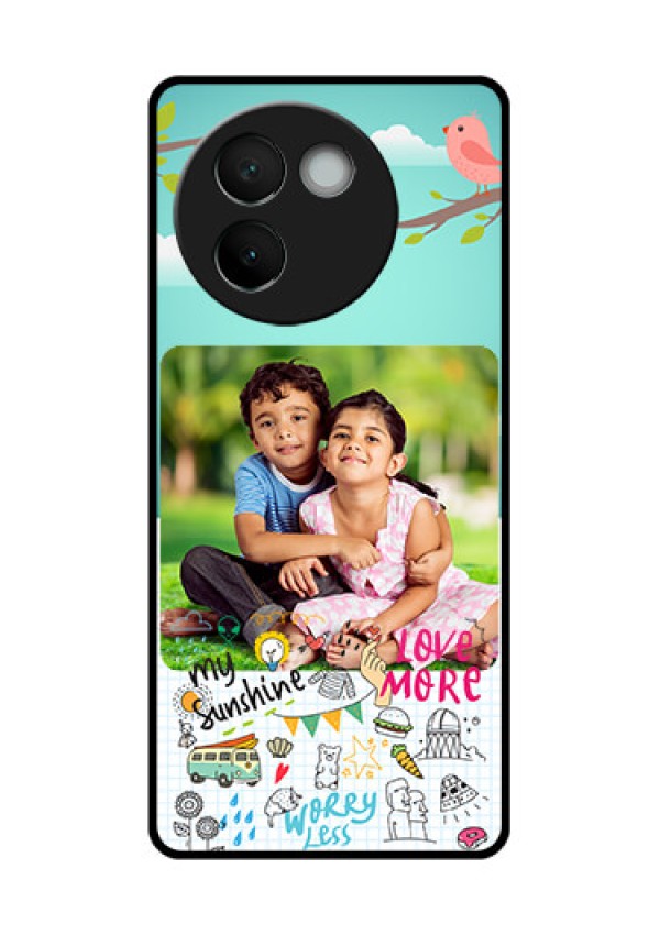 Vivo V30E 5G Custom Glass Phone CaseDoodle Love Design