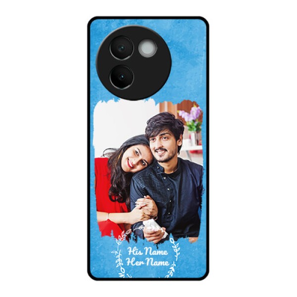 Vivo V30E 5G Custom Glass Phone Case - Blue Color Vintage Design