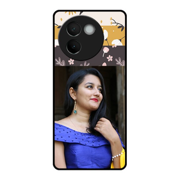 Vivo V30E 5G Custom Glass Phone CaseStylish Floral Design
