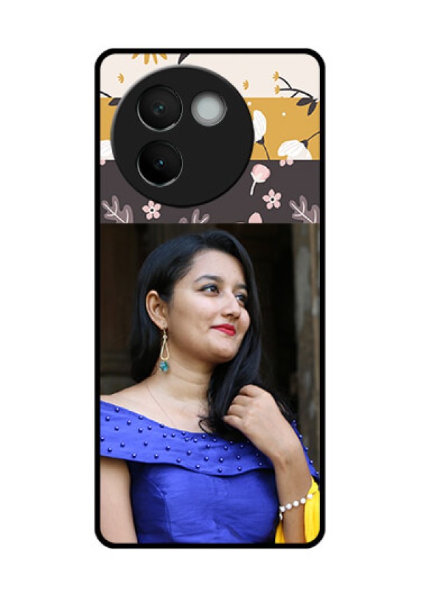 Vivo V30E 5G Custom Glass Phone CaseStylish Floral Design