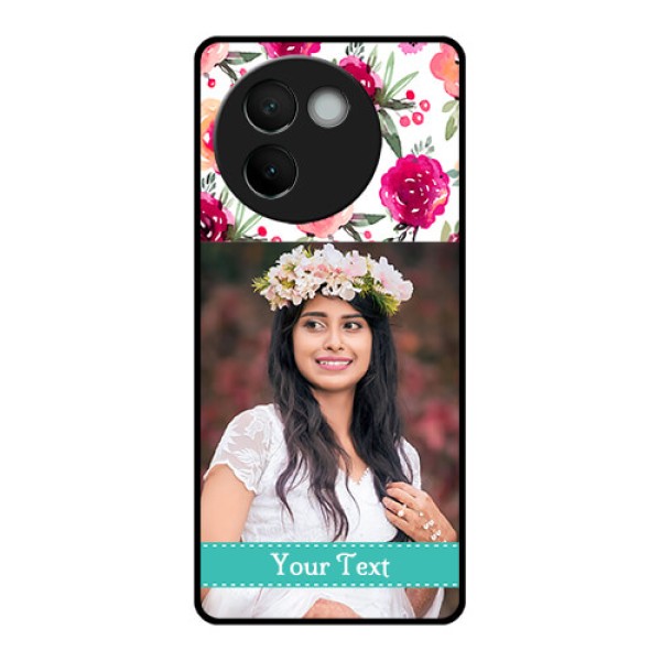 Vivo V30E 5G Custom Glass Phone CaseWater Colors Floral Design