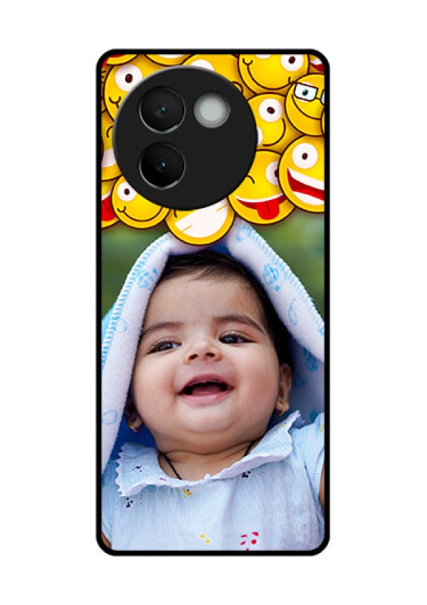 Vivo V30E 5G Custom Glass Phone CaseWith Smiley Emoji Design