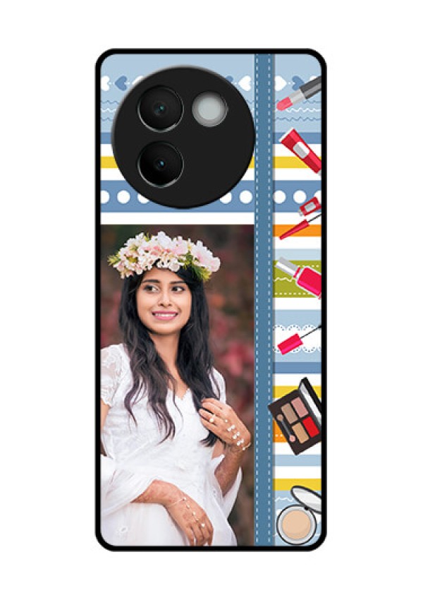 Vivo V30E 5G Custom Glass Phone CaseMakeup Icons Design