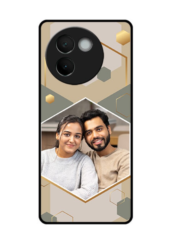 Vivo V30E 5G Custom Glass Phone CaseStylish Hexagon Pattern Design