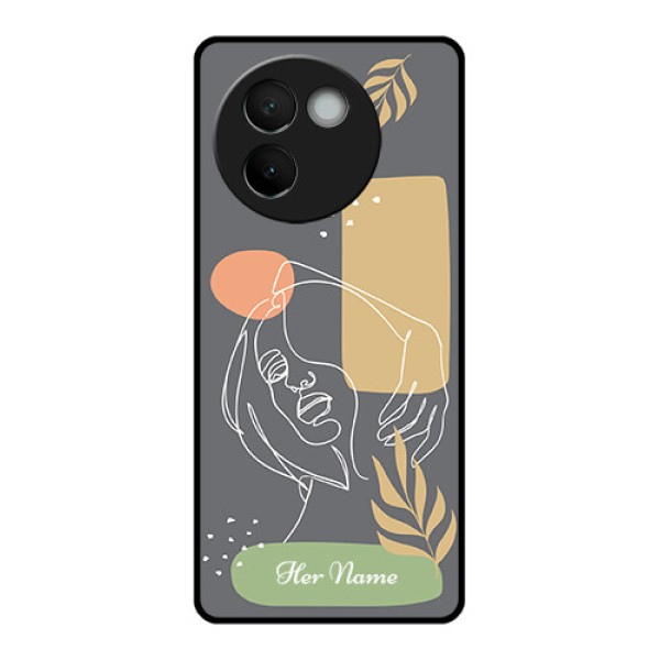 Vivo V30E 5G Custom Glass Phone CaseGazing Woman Line Art Design