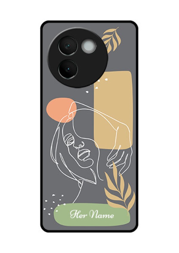 Vivo V30E 5G Custom Glass Phone CaseGazing Woman Line Art Design