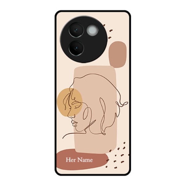Vivo V30E 5G Custom Glass Phone CaseCalm Woman Line Art Design