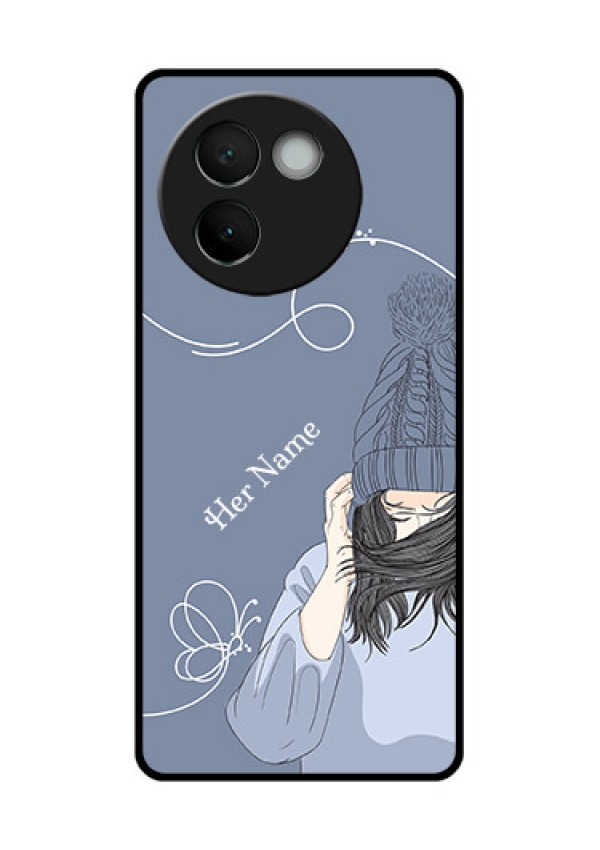 Vivo V30E 5G Custom Glass Phone CaseGirl In Winter Outfit Design