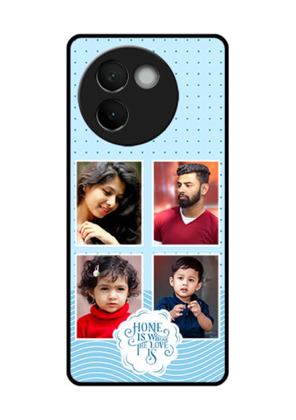 Vivo V30E 5G Custom Glass Phone CaseCute Love Quote With 4 Pic Upload Design