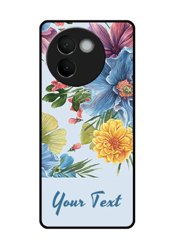 Vivo V30E 5G Custom Glass Phone CaseStunning Watercolored Flowers Painting Design