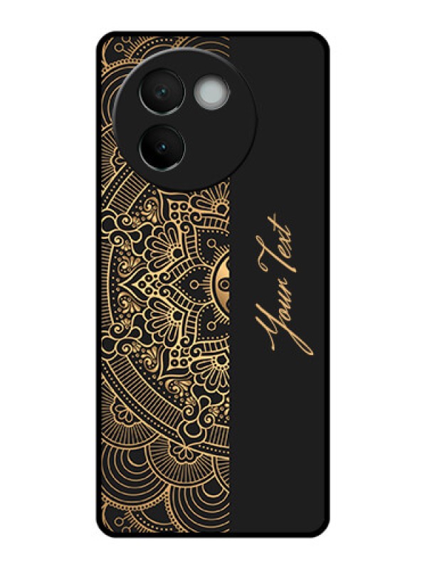 Custom Vivo V30E 5G Custom Glass Phone CaseMandala Art With Custom Text Design