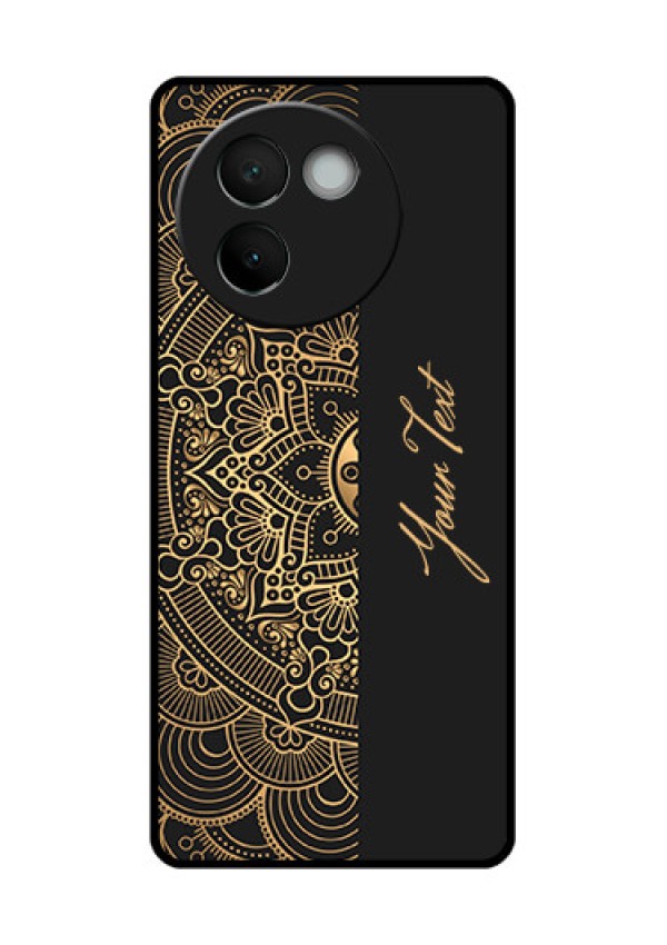 Vivo V30E 5G Custom Glass Phone CaseMandala Art With Custom Text Design