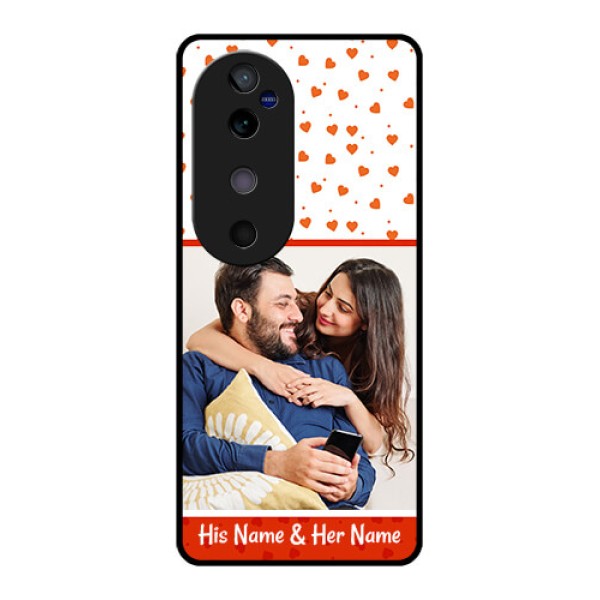 Vivo V40 5G Custom Glass Phone CaseOrange Love Symbol Design