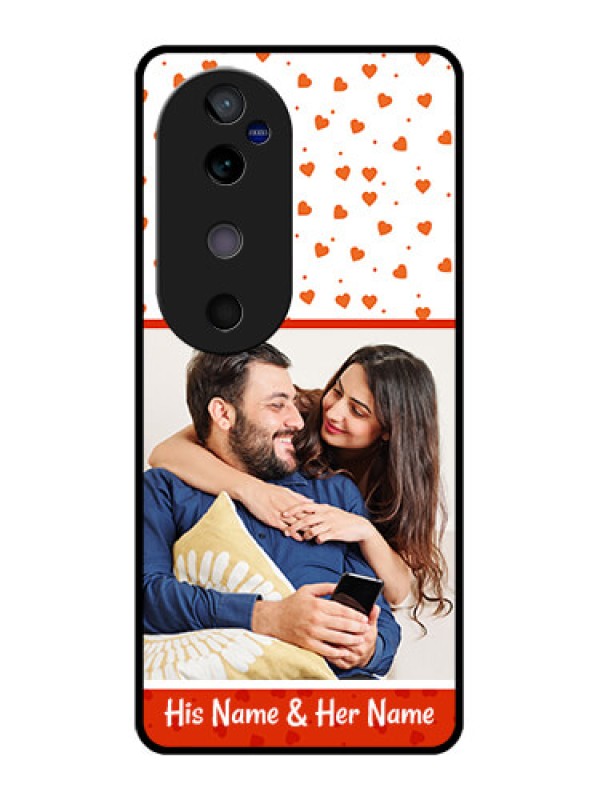 Custom Vivo V40 5G Custom Glass Phone CaseOrange Love Symbol Design