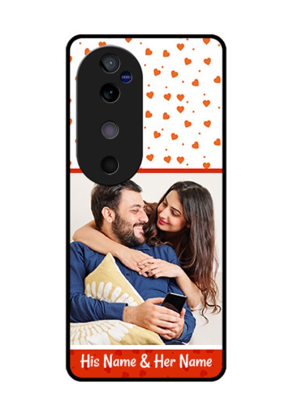Vivo V40 5G Custom Glass Phone CaseOrange Love Symbol Design