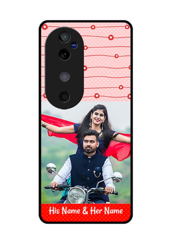 Vivo V40 5G Custom Glass Phone CaseRed Pattern Case Design