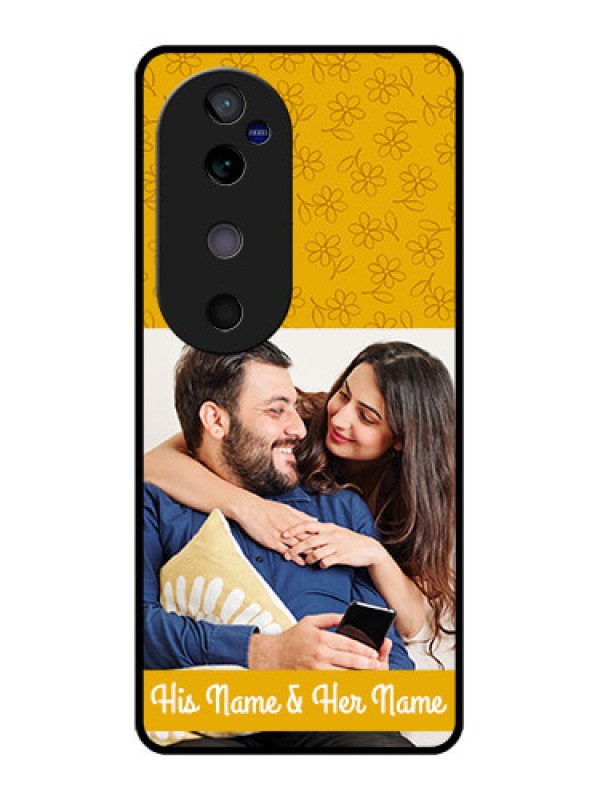 Custom Vivo V40 5G Custom Glass Phone CaseYellow Floral Design