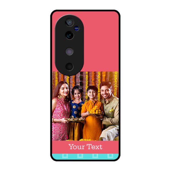 Vivo V40 5G Custom Glass Phone CasePeach and Blue Color Design