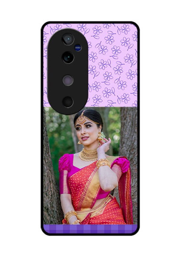 Vivo V40 5G Custom Glass Phone CasePurple Floral Design