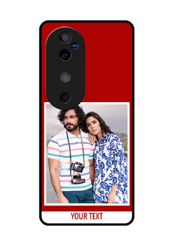 Vivo V40 5G Custom Glass Phone CaseRed Color Design