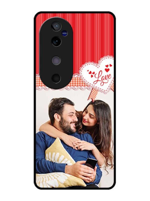 Custom Vivo V40 5G Custom Glass Phone CaseRed Love Pattern Design