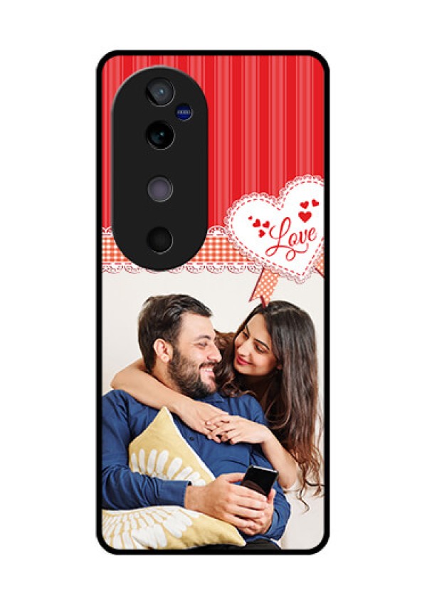 Vivo V40 5G Custom Glass Phone CaseRed Love Pattern Design