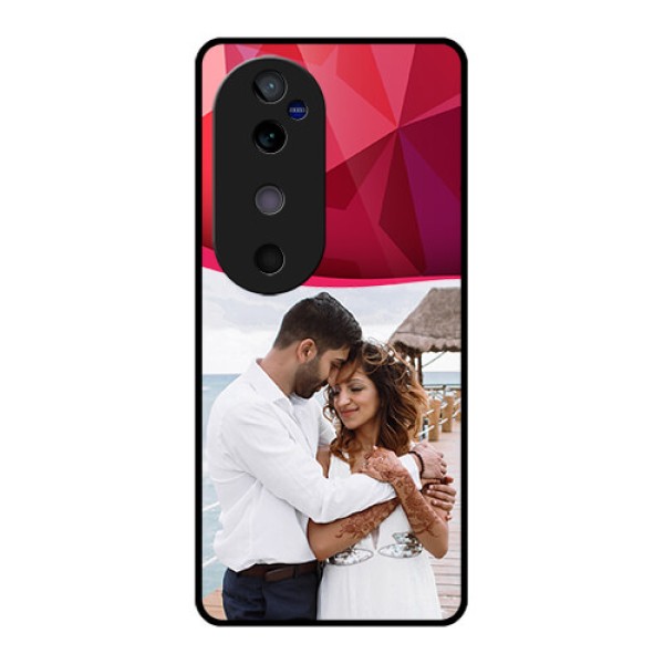 Vivo V40 5G Custom Glass Phone CaseRed Abstract Design