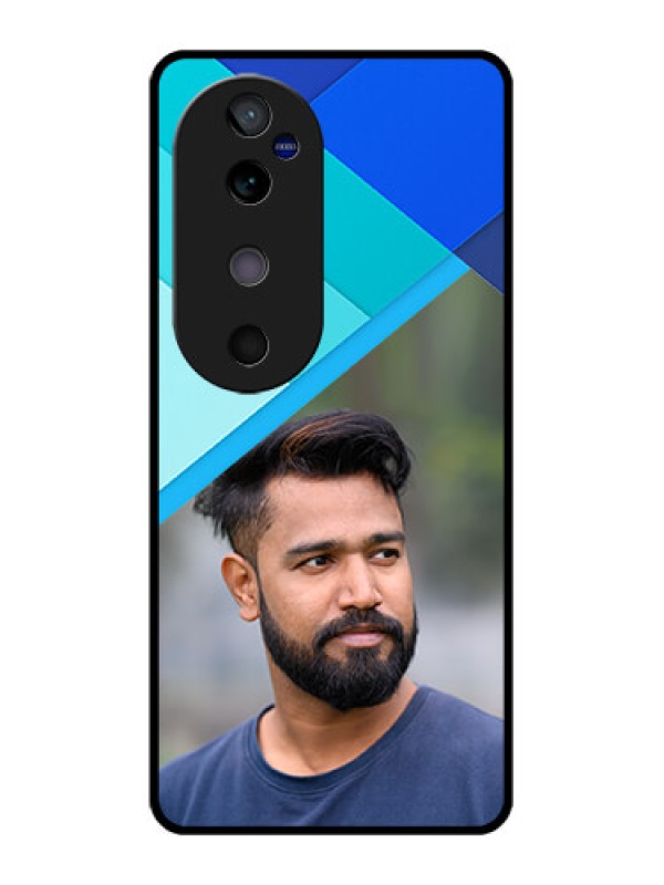 Custom Vivo V40 5G Custom Glass Phone CaseBlue Pattern Design