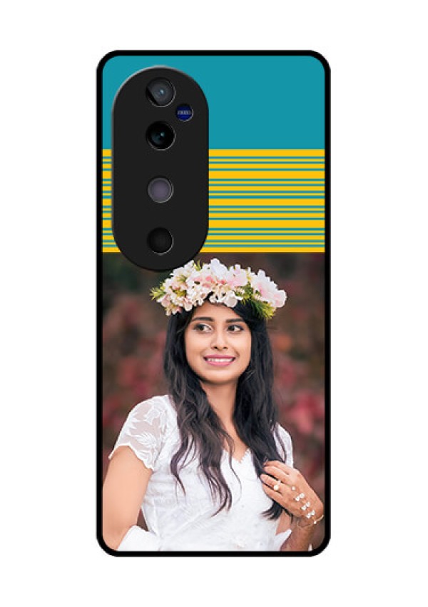 Vivo V40 5G Custom Glass Phone CaseYellow and Blue Design