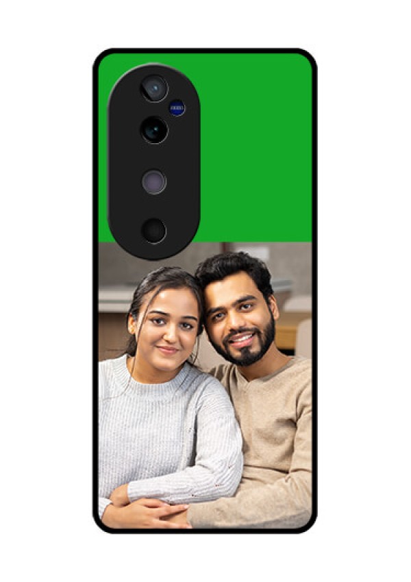 Vivo V40 5G Custom Glass Phone CaseGreen Pattern Design
