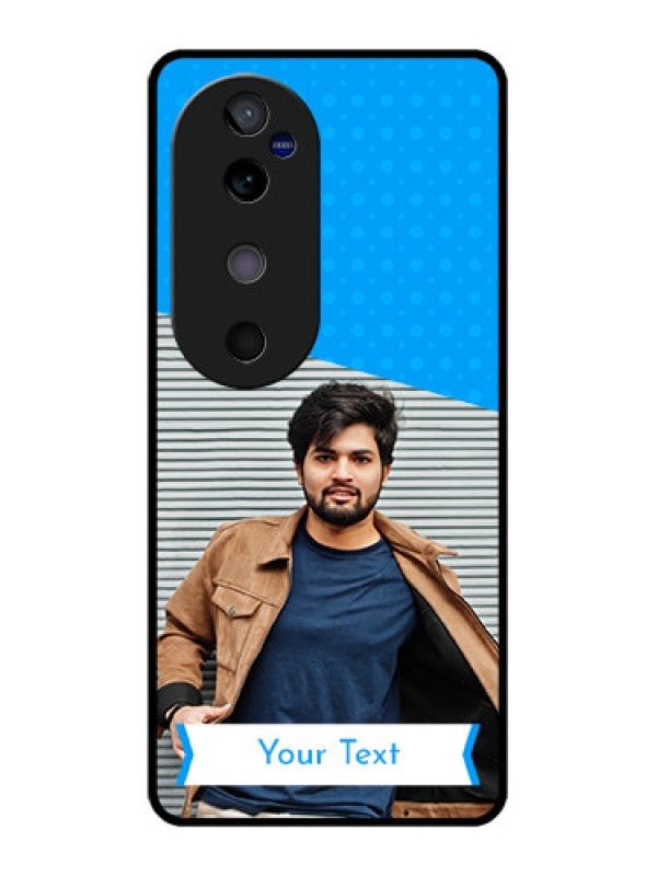 Custom Vivo V40 5G Custom Glass Phone CaseSimple Blue Color Design