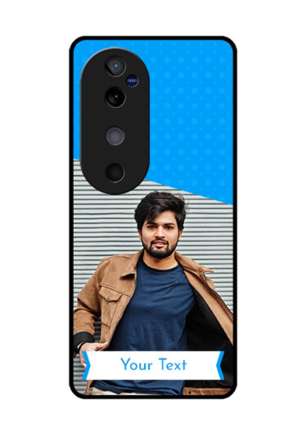 Vivo V40 5G Custom Glass Phone CaseSimple Blue Color Design