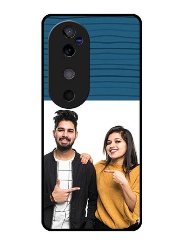 Custom Vivo V40 5G Custom Glass Phone CaseBlue Pattern Cover Design