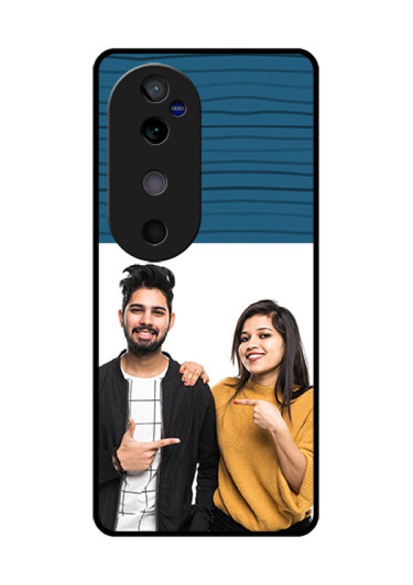 Vivo V40 5G Custom Glass Phone CaseBlue Pattern Cover Design