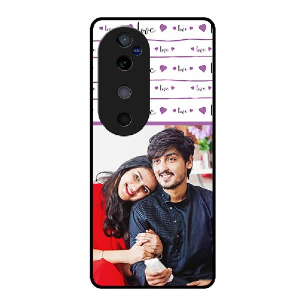 Vivo V40 5G Custom Glass Phone CaseCouples Heart Design